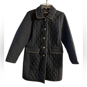 Chico’s black quilted barn chore jacket button front lightweight Medium